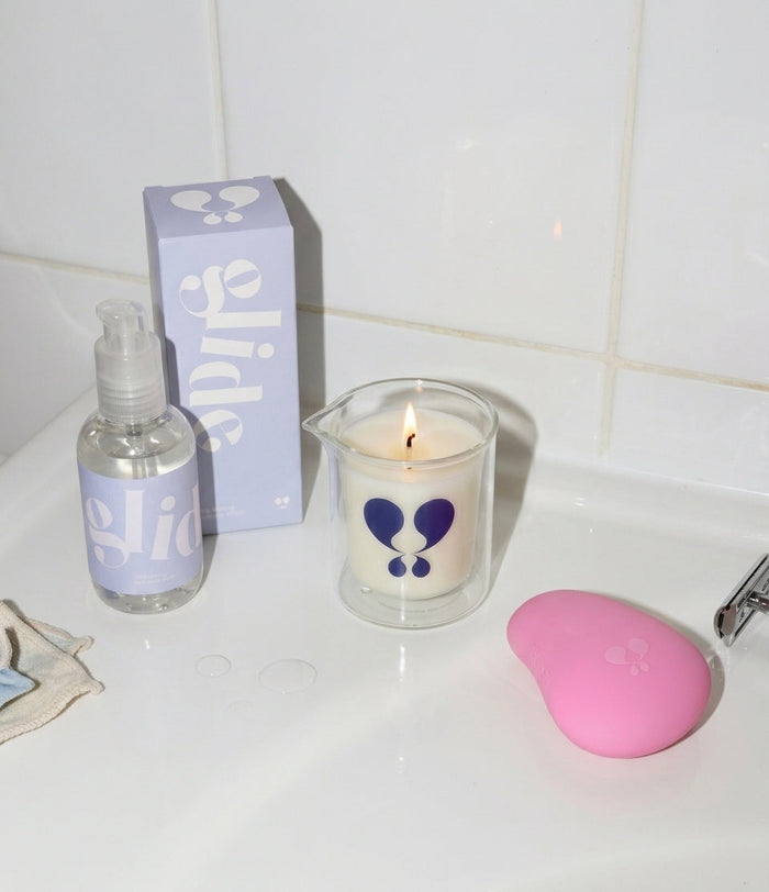 Fannie pleasure routine essentials on a sink